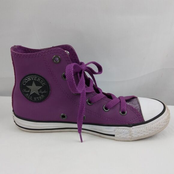 Converse All Star Chuck Taylor High Tops Purple Sparkly Girls Youth Size 1 - Picture 8 of 11